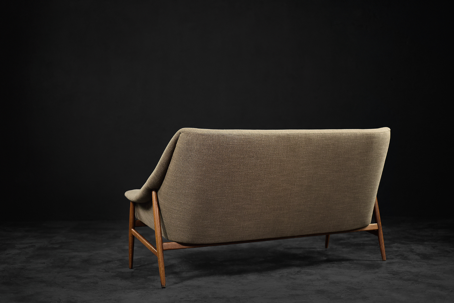 Rare Vintage Mid-Century Scandinavian Modern 2-Seater Brown Fabric Sofa Grace by Ikea, 1961