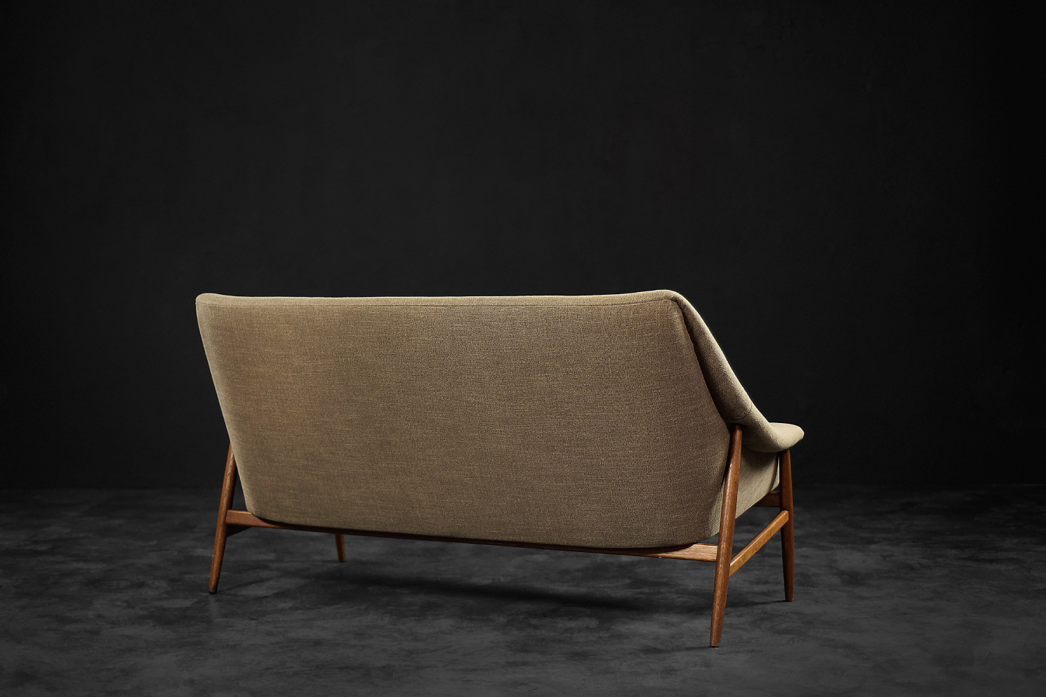 Rare Vintage Mid-Century Scandinavian Modern 2-Seater Brown Fabric Sofa Grace by Ikea, 1961