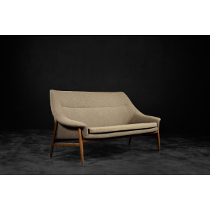 Rare Vintage Mid-Century Scandinavian Modern 2-Seater Brown Fabric Sofa Grace by Ikea, 1961