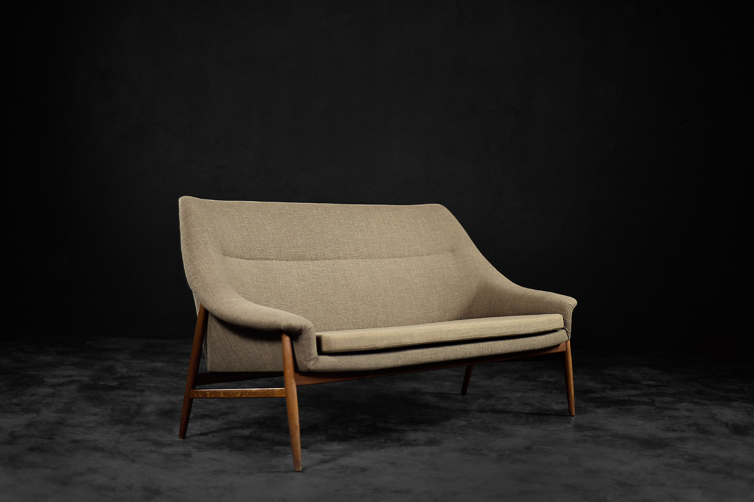 Rare Vintage Mid-Century Scandinavian Modern 2-Seater Brown Fabric Sofa Grace by Ikea, 1961