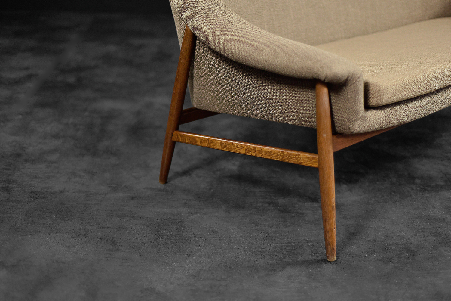 Rare Vintage Mid-Century Scandinavian Modern 2-Seater Brown Fabric Sofa Grace by Ikea, 1961