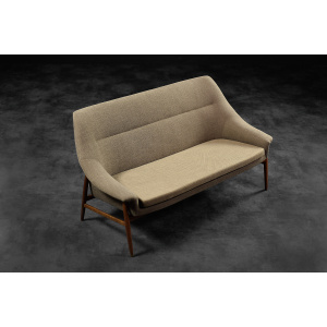 Rare Vintage Mid-Century Scandinavian Modern 2-Seater Brown Fabric Sofa Grace by Ikea, 1961
