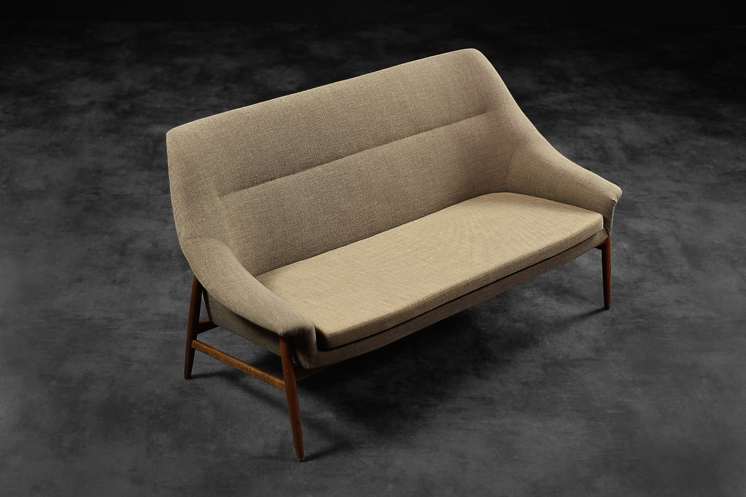 Rare Vintage Mid-Century Scandinavian Modern 2-Seater Brown Fabric Sofa Grace by Ikea, 1961