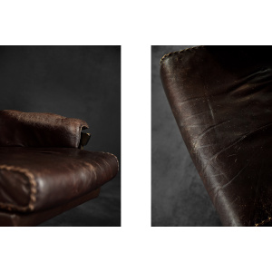 Vintage Mid-Century Scandinavian Modern Brown Leather Executive Swivel Chair, 1970s