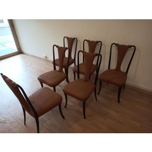 Mid-Century Modern Classical Leather Dining Chairs by Vittorio Dassi, Set of 6