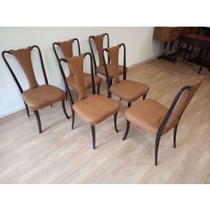 Mid-Century Modern Classical Leather Dining Chairs by Vittorio Dassi, Set of 6