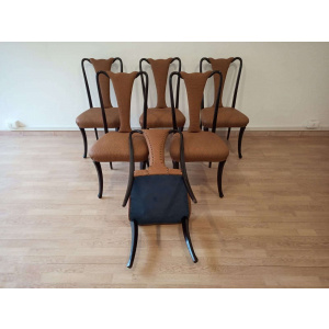 Mid-Century Modern Classical Leather Dining Chairs by Vittorio Dassi, Set of 6