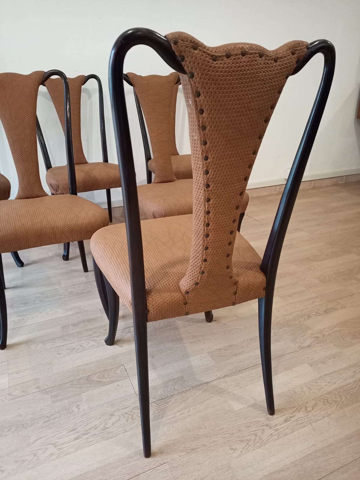Mid-Century Modern Classical Leather Dining Chairs by Vittorio Dassi, Set of 6
