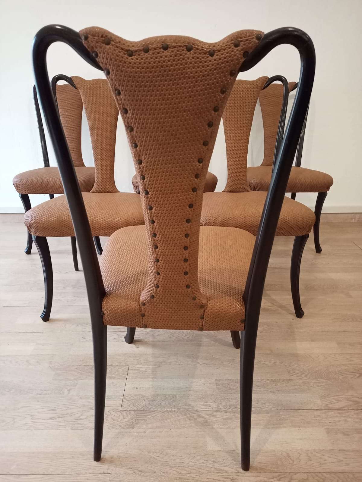 Mid-Century Modern Classical Leather Dining Chairs by Vittorio Dassi, Set of 6