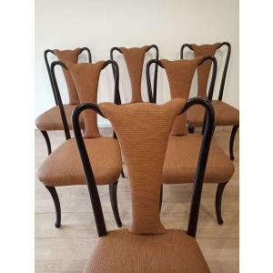 Mid-Century Modern Classical Leather Dining Chairs by Vittorio Dassi, Set of 6