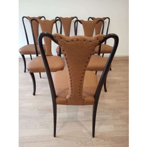 Mid-Century Modern Classical Leather Dining Chairs by Vittorio Dassi, Set of 6