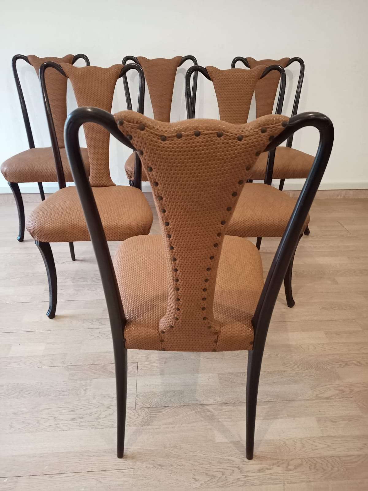 Mid-Century Modern Classical Leather Dining Chairs by Vittorio Dassi, Set of 6