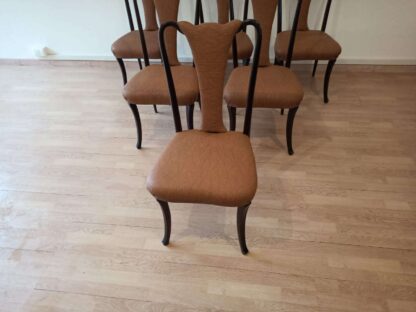 Mid-Century Modern Classical Leather Dining Chairs by Vittorio Dassi, Set of 6 - Image 4