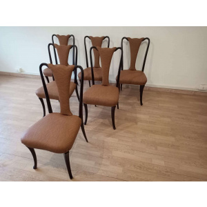 Mid-Century Modern Classical Leather Dining Chairs by Vittorio Dassi, Set of 6