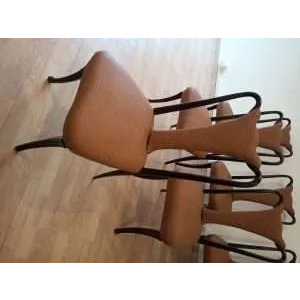 Mid-Century Modern Classical Leather Dining Chairs by Vittorio Dassi, Set of 6
