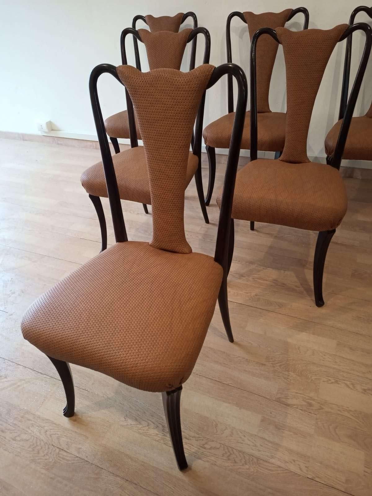Mid-Century Modern Classical Leather Dining Chairs by Vittorio Dassi, Set of 6