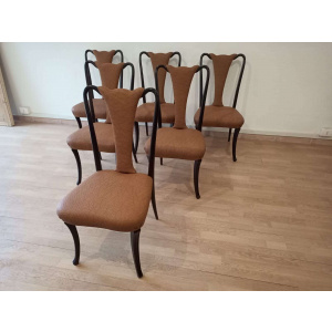 Mid-Century Modern Classical Leather Dining Chairs by Vittorio Dassi, Set of 6