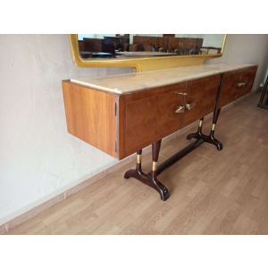 Mid-Century Italian Modern Sideboard With Golden Mirror by Vittorio Dassi for Cecchini