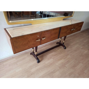 Mid-Century Italian Modern Sideboard With Golden Mirror by Vittorio Dassi for Cecchini