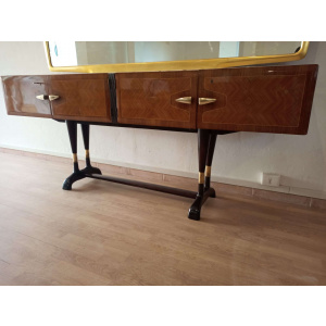 Mid-Century Italian Modern Sideboard With Golden Mirror by Vittorio Dassi for Cecchini