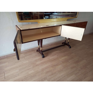 Mid-Century Italian Modern Sideboard With Golden Mirror by Vittorio Dassi for Cecchini