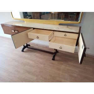 Mid-Century Italian Modern Sideboard With Golden Mirror by Vittorio Dassi for Cecchini