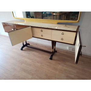 Mid-Century Italian Modern Sideboard With Golden Mirror by Vittorio Dassi for Cecchini