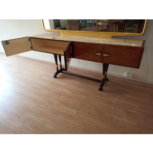 Mid-Century Italian Modern Sideboard With Golden Mirror by Vittorio Dassi for Cecchini