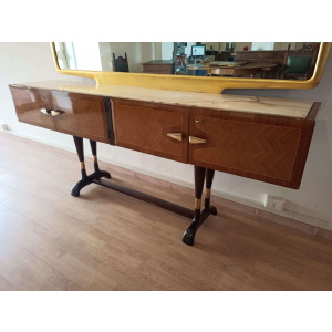 Mid-Century Italian Modern Sideboard With Golden Mirror by Vittorio Dassi for Cecchini