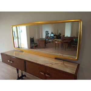 Mid-Century Italian Modern Sideboard With Golden Mirror by Vittorio Dassi for Cecchini