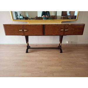 Mid-Century Italian Modern Sideboard With Golden Mirror by Vittorio Dassi for Cecchini
