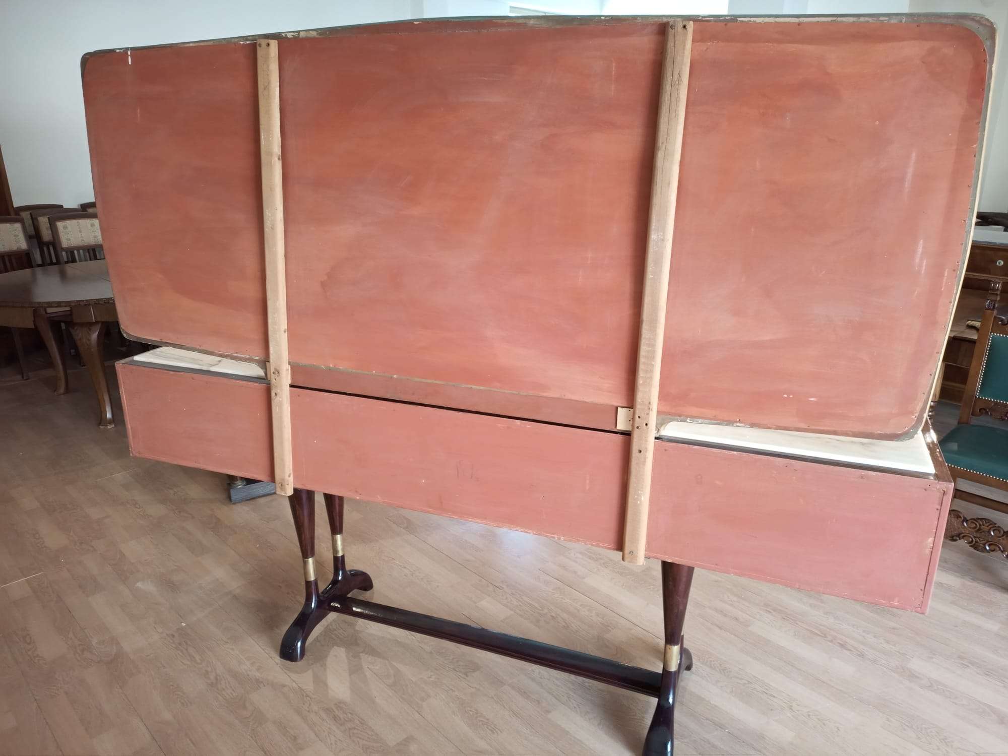 Mid-Century Italian Modern Sideboard With Golden Mirror by Vittorio Dassi for Cecchini