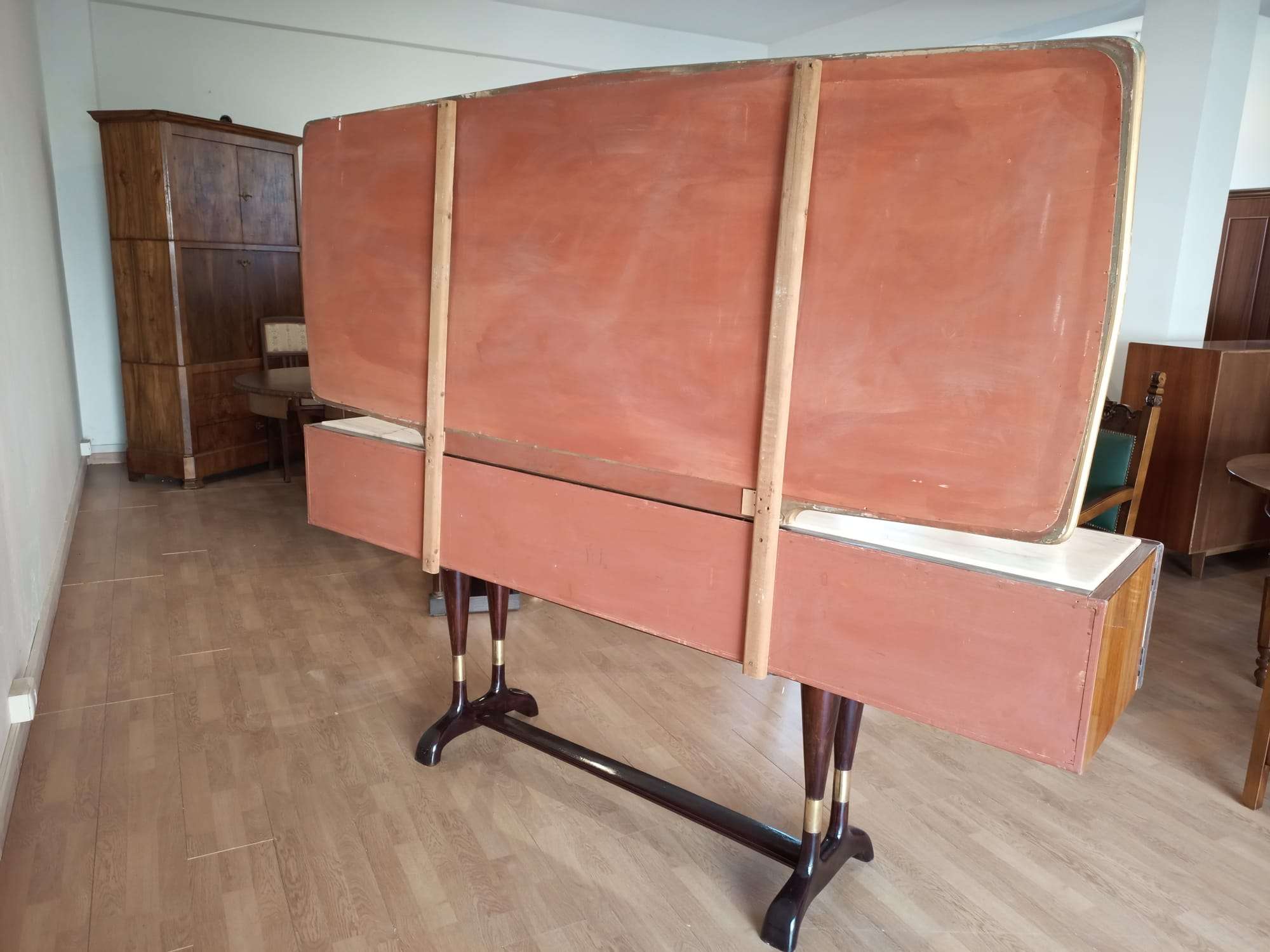 Mid-Century Italian Modern Sideboard With Golden Mirror by Vittorio Dassi for Cecchini
