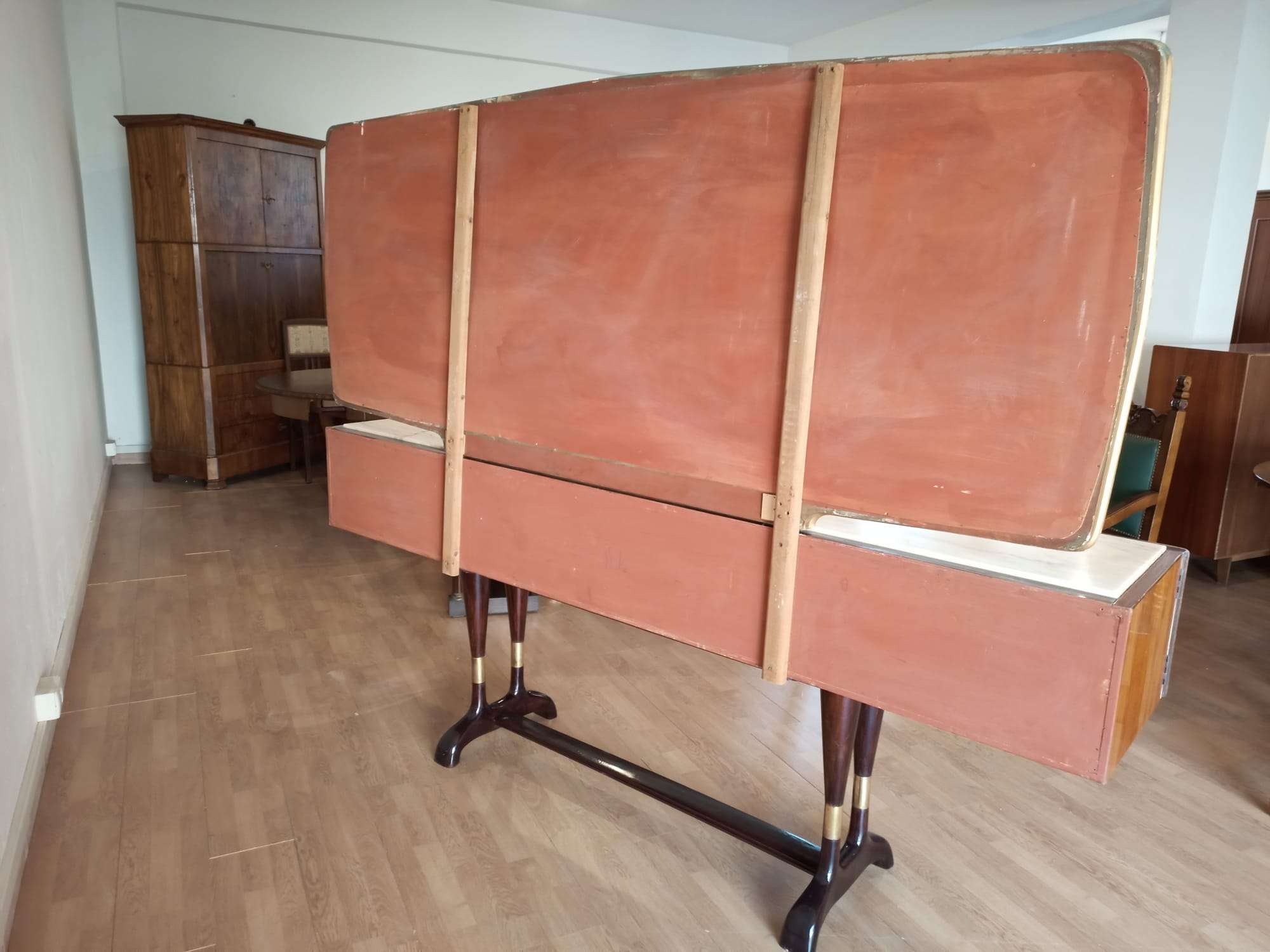 Mid-Century Italian Modern Sideboard With Golden Mirror by Vittorio Dassi for Cecchini