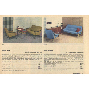 Rare Vintage Mid-Century Scandinavian Modern 2-Seater Brown Fabric Sofa Grace by Ikea, 1961