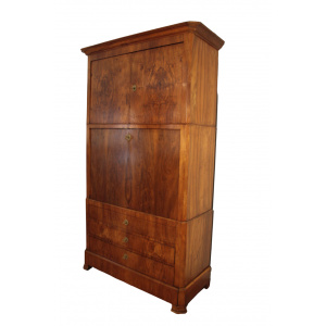 Nineteenth century secretaire in solid oak and walnut root