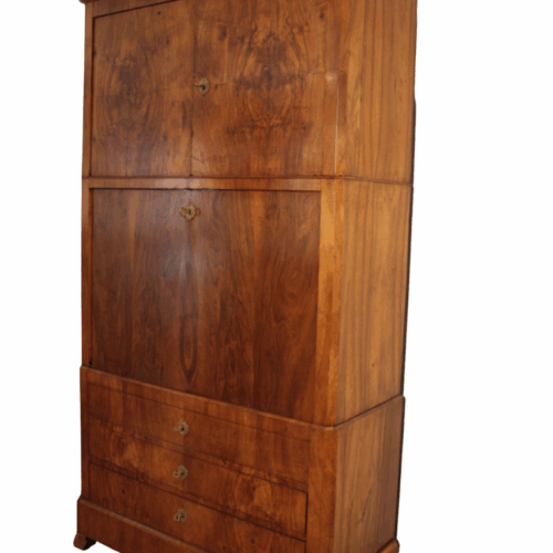 Nineteenth century secretaire in solid oak and walnut root