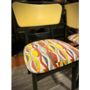 1950's Retro tufted jacquard upholstered dining chairs