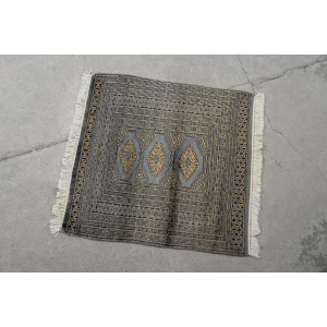 Original Pakistani Hand-Woven Blue & Grey Bukhara Rug, 1960s