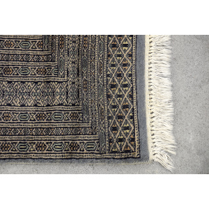Original Pakistani Hand-Woven Blue & Grey Bukhara Rug, 1960s