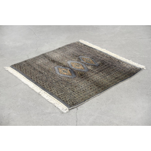 Original Pakistani Hand-Woven Blue & Grey Bukhara Rug, 1960s