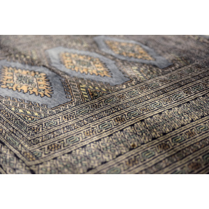 Original Pakistani Hand-Woven Blue & Grey Bukhara Rug, 1960s