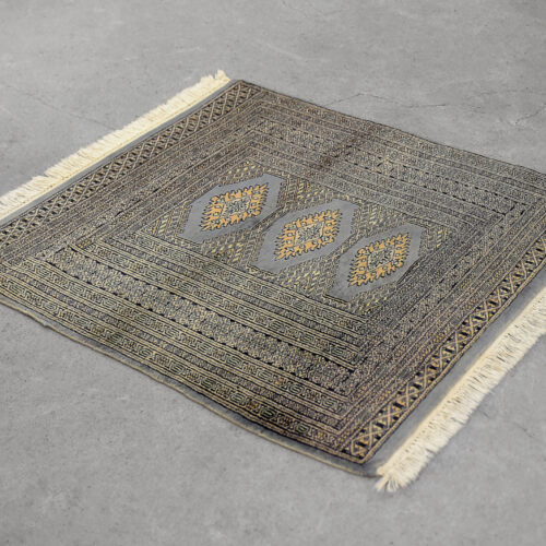 Original Pakistani Hand-Woven Blue & Grey Bukhara Rug, 1960s