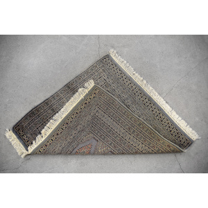 Original Pakistani Hand-Woven Blue & Grey Bukhara Rug, 1960s