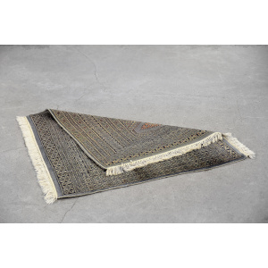 Original Pakistani Hand-Woven Blue & Grey Bukhara Rug, 1960s