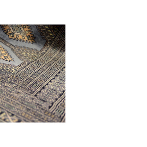 Original Pakistani Hand-Woven Blue & Grey Bukhara Rug, 1960s