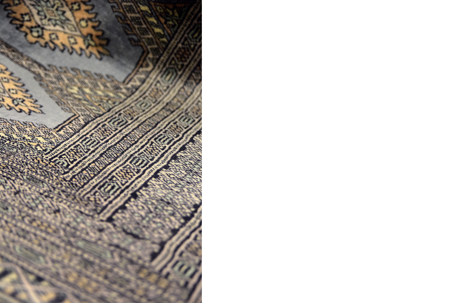 Original Pakistani Hand-Woven Blue & Grey Bukhara Rug, 1960s