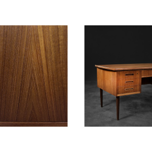 Vintage Classic Mid-Century Danish Scandinavian Modern Teak Bilateral Desk, 1960s