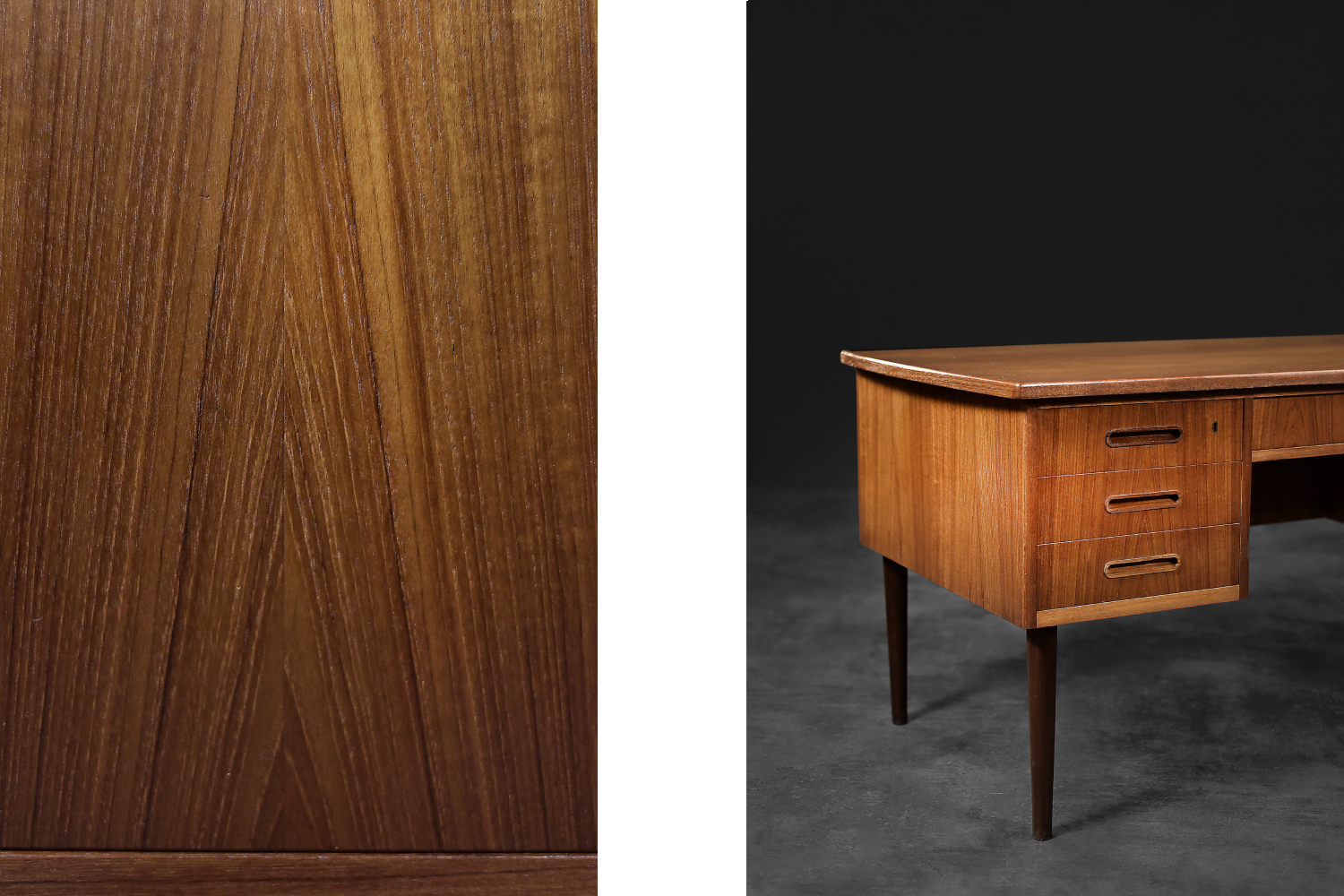 Vintage Classic Mid-Century Danish Scandinavian Modern Teak Bilateral Desk, 1960s