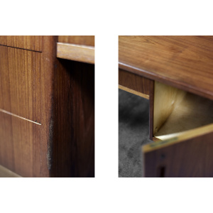 Vintage Classic Mid-Century Danish Scandinavian Modern Teak Bilateral Desk, 1960s